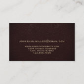 Elegantes Leather Luxury Gold Initial Logo Visitenkarte (Rückseite)