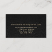 Elegantes Leather Luxury Gold Monogram Visitenkarte (Rückseite)