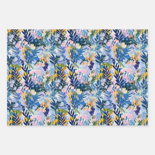 Elegantes, lebendiges Abstraktes Muster botanische Geschenkpapier Set (Vorderseite 2)