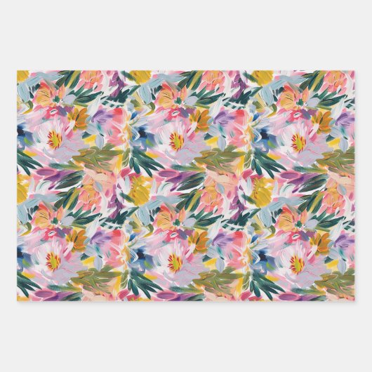 Elegantes, lebendiges Abstraktes Muster botanische Geschenkpapier Set (Vorderseite)