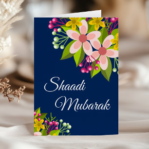 Elegantes lebendiges florales Shaadi Mubarak Karte