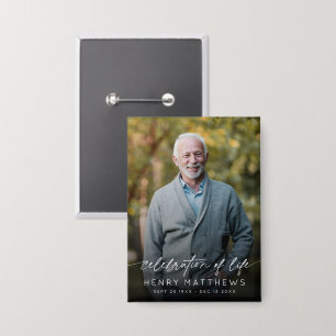 Elegantes Lebensfeier-Skript-Foto-Begräbnis Button