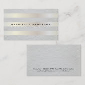 Elegantes Leder mit luxe Metallic Stripe Muster Visitenkarte (Vorne/Hinten)