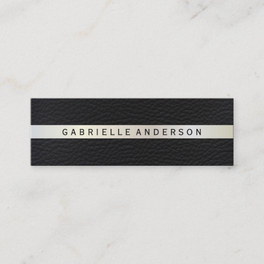 Elegantes Leder mit Luxe Metallic Trim Mini Visitenkarte (Vorderseite)