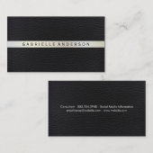 Elegantes Leder mit Luxe Metallic Trim Visitenkarte (Vorne/Hinten)