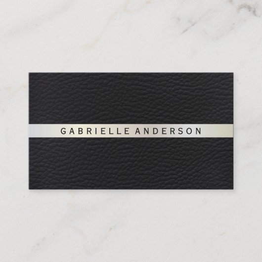 Elegantes Leder mit Luxe Metallic Trim Visitenkarte (Vorderseite)