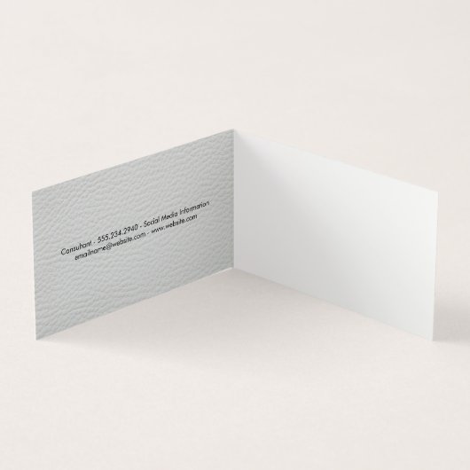 Elegantes Leder mit Luxe Metallic Trim Visitenkarten (Innenseite)