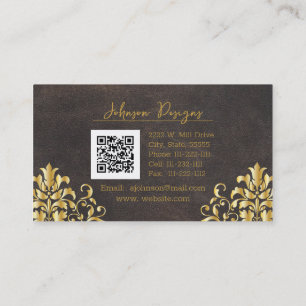 Elegantes Leder und Gold-Damaskus Visitenkarte