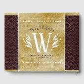 Elegantes Lederleder und Vintages Namensmotto Gästebuch (Rückseite)