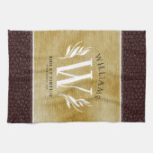 Elegantes Lederleder und Vintages Namensmotto Geschirrtuch (Horizontal)