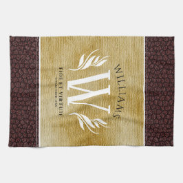 Elegantes Lederleder und Vintages Namensmotto Geschirrtuch