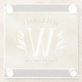 Elegantes Lederleder und Vintages Namensmotto Glasuntersetzer (Rückseite)