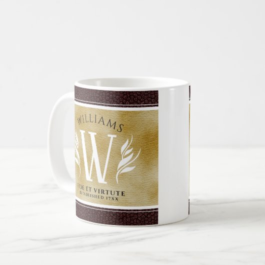 Elegantes Lederleder und Vintages Namensmotto Kaffeetasse (Vorderseite Links)