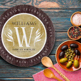 Elegantes Lederleder und Vintages Namensmotto Schneidebrett