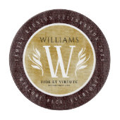 Elegantes Lederleder und Vintages Namensmotto Schneidebrett (Vorderseite)