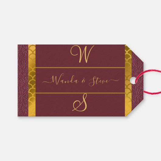 Elegantes Ledermuster Hochzeitsgeschenk Geschenkanhänger (Vorderseite (Horizontal))