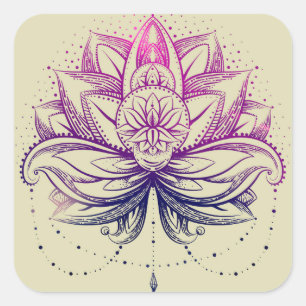 Elegantes leichtes lila Watercolor-Lotos/Lilie flo Quadratischer Aufkleber