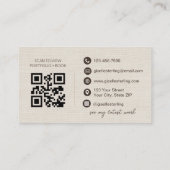 Elegantes Leinenschrift-Modernes QR-Code Visitenkarte (Rückseite)