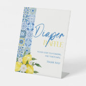 Elegantes Lemon Baby Shower Diaper Raffle-Zeichen Sockelschild (Vorderseite)