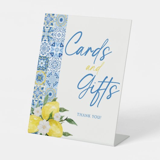 Elegantes Lemon Baby Shower Geschenke und Karten U Sockelschild (Vorderseite)