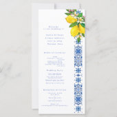 Elegantes Lemon & Blue Mediterrane Hochzeitsprogra (Vorderseite)