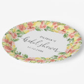 Elegantes Lemon Blume Brautparty Paper Pappteller (Schrägansicht)