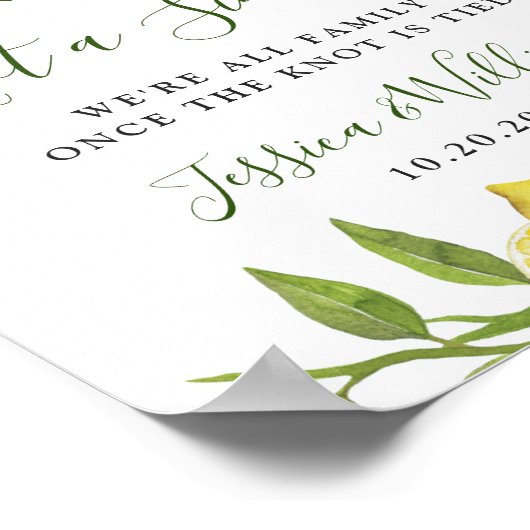 Elegantes Lemon Blumenzettel Poster (Ecke)