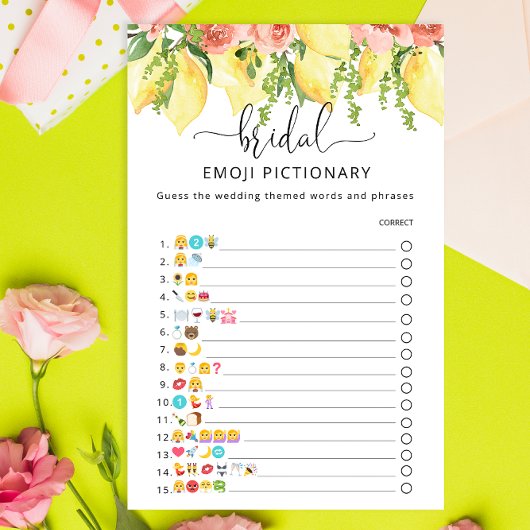 Elegantes Lemon Botanisches Emoji Pictionary Game