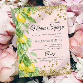 Elegantes Lemon Gold Glitzer Brautparty Einladung