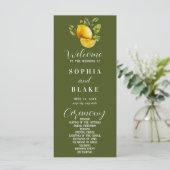 Elegantes Lemon & Greenery Green Wedding Programm (Stehend Vorderseite)