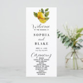 Elegantes Lemon & Greenery White Wedding Programm (Stehend Vorderseite)