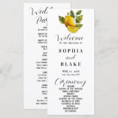 Elegantes Lemon & Greenery White Wedding Programm (Vorne/Hinten)