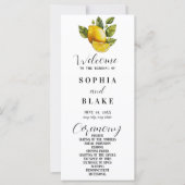 Elegantes Lemon & Greenery White Wedding Programm (Vorderseite)