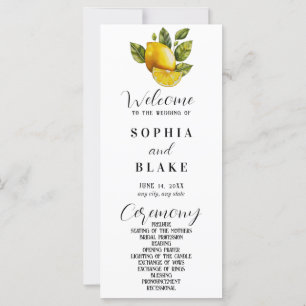 Elegantes Lemon & Greenery White Wedding Programm
