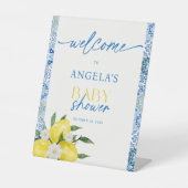 Elegantes Lemon Italian Baby Shower Begrüßungszeic Sockelschild (Vorderseite)