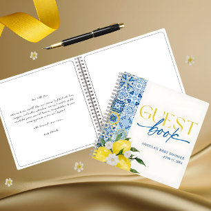Elegantes Lemon Mediterranean Baby Shower Guest Bo Notizblock