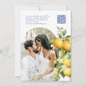 Elegantes Lemon Mediterranean Qr Code Foto Wedding Einladung (Rückseite)