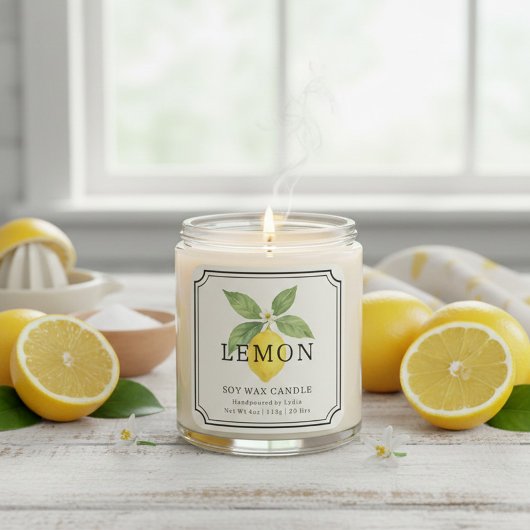 Elegantes Lemon Soy Wax Candle Business Label Quadratischer Aufkleber