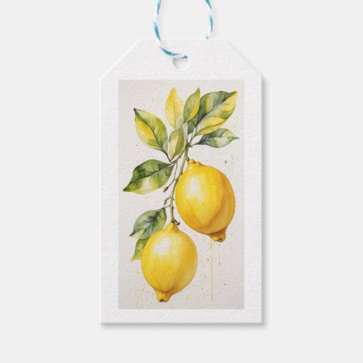 Elegantes Lemon Wasserfarbendesign Geschenkanhänger (Vorderseite)