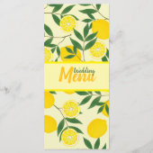 Elegantes Lemon Wedding Flat Menu Menükarte (Rückseite)