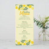 Elegantes Lemon Wedding Flat Menu Menükarte (Stehend Vorderseite)