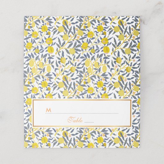 Elegantes Lemon Weinmuster wählen Sie Ihre Farbe Platzkarte (Außenseite Aufgefaltet)