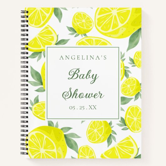 Elegantes Lemons Baby Shower Gift List Notebook Notizblock (Vorderseite)
