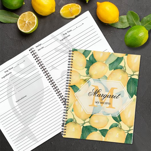 Elegantes Lemons Family Rezept Notebook Notizblock