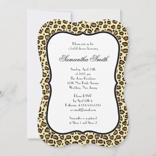 Elegantes Leopard Animal Print Brautparty Einladung (Vorderseite)