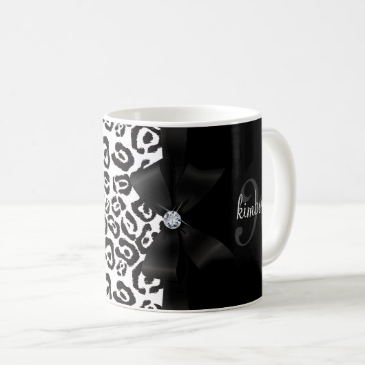 Elegantes Leopard-Bogen u. Diamant Kaffeetasse (VorderseiteRechts)