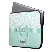 Elegantes Leopard-Bogen u. Diamant Laptopschutzhülle (Vorderseite Links)