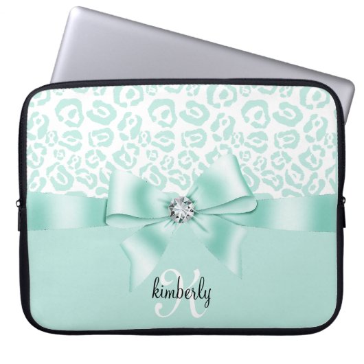 Elegantes Leopard-Bogen u. Diamant Laptopschutzhülle (Vorderseite)
