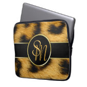 Elegantes Leopard-Druck-Monogramm - Laptop-Hülse Laptopschutzhülle (Vorderseite Links)