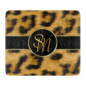 Elegantes Leopard-Druck-Monogramm - Schneidebrett (Vorderseite)